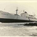 1972 ALANTIDE Salvage High and Dry.  Loaded with bananas, the watch fell asleep and she ran aground at Mona Island.  Tug ELSBETH lightered her so she...